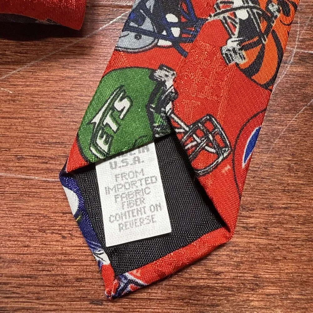 NFL Team 56” Men’s Tie 100% Polyester Made In USA Football Vintage Helmet Theme